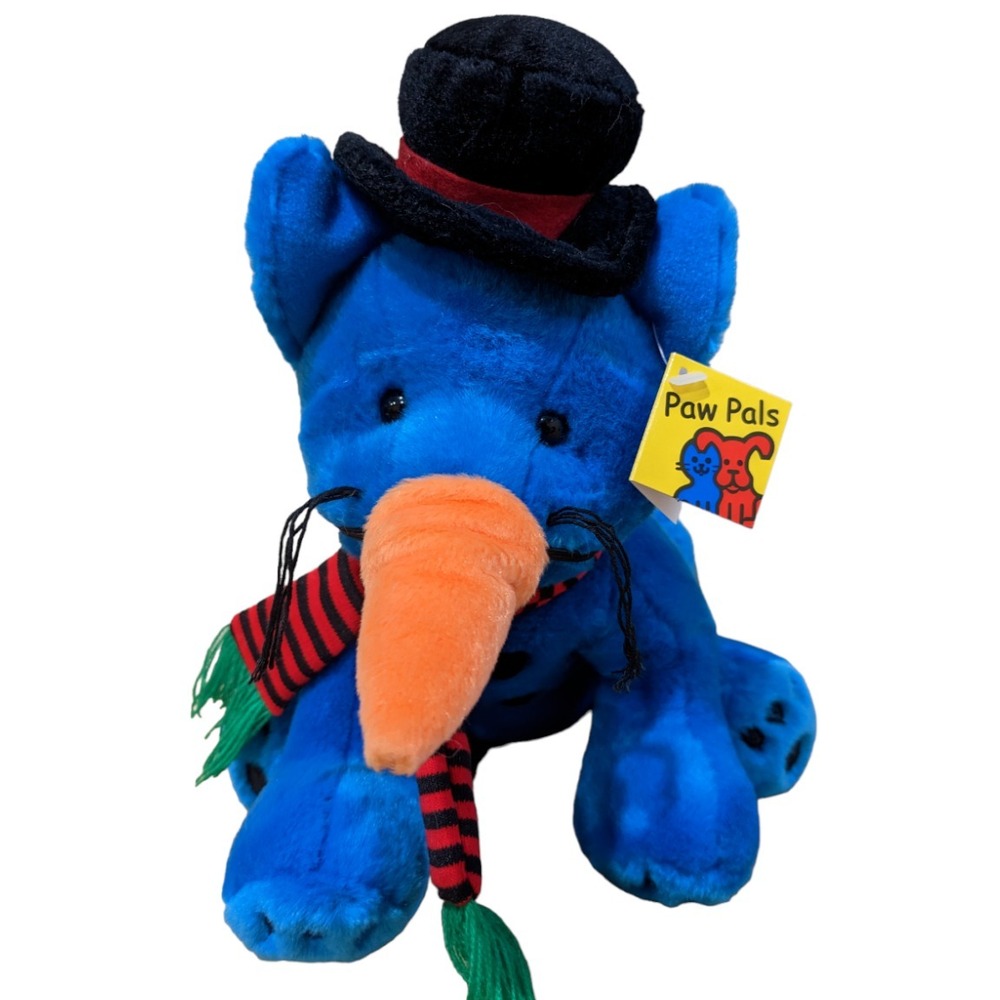 Vintage 2000 Petco Paw Pals Blue‎ Mews Holiday Snowman Cat Beanbag Plush 14"